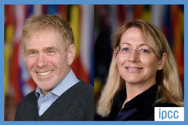 Two person portraits in a collage