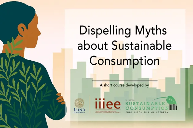 Woman viewing city with text